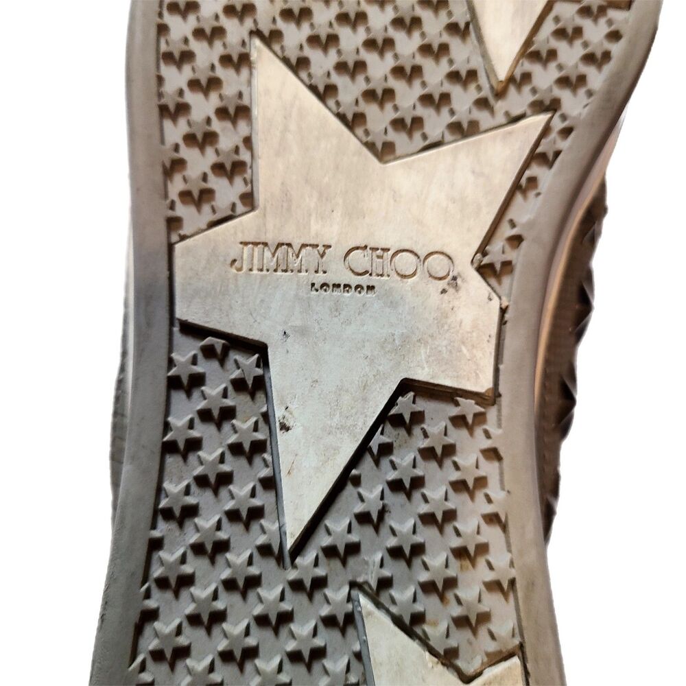 Jimmy Choo Tokyo Trainer Sneakers EU 35/US 5 Gray Star Studded High Top Italy - Picture 8 of 10